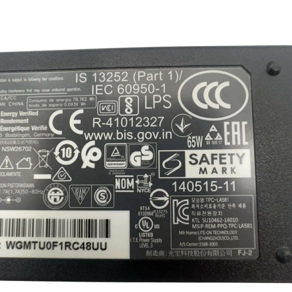 HP AC Adapter Laptop‎ Charger Power Supply 65W 19.5V 3.33A CT WGM TU0F1RC48UU